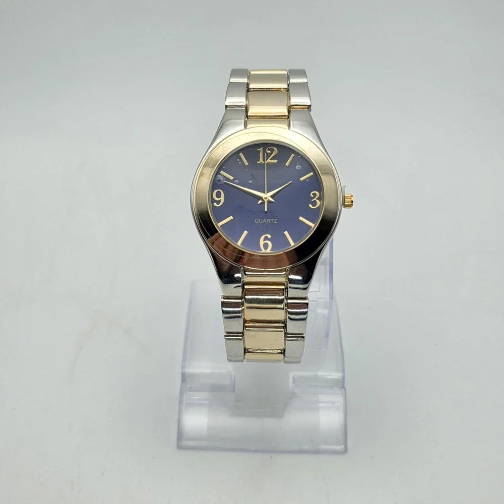 New! CHICO'S Watch Navy Blue Dial Gold Silver Tone Band New With Tags FREE‎ $HIP
